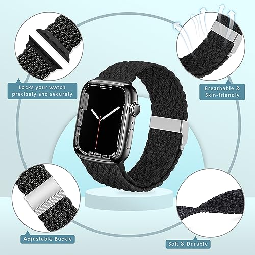 Tinicr Braided Solo Loop Band Compatible With Apple Watch 49Mm 45Mm 42Mm 41Mm 40Mm 38Mm, Elastic Adjustable Nylon Strap For Iwatch Series Ultra Se 8/7/6/5/4/2/1 (38Mm/40Mm/41Mm, Multi-Color) #TOP11