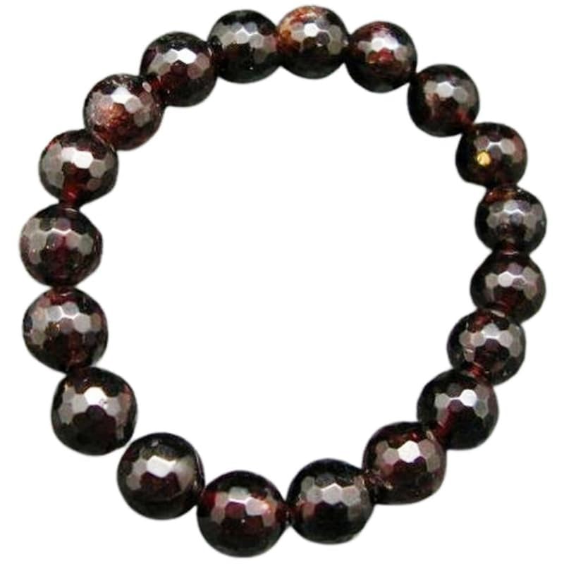 Bracelet en grenat almandin naturel perles de 10mm et extensible de 18cm pour homme et femme