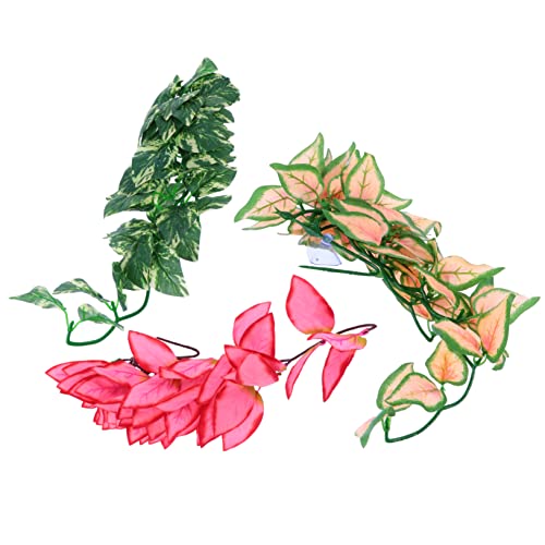 minkissy 3st Pet Rattan Landschaftsbau Kunstpflanze Dekorationen Urwald Plastik