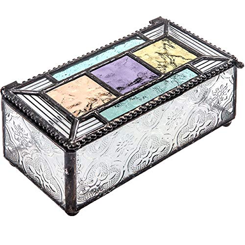 J Devlin -Stained Glass Jewelry Box Display Decorative Keepsake Turquoise