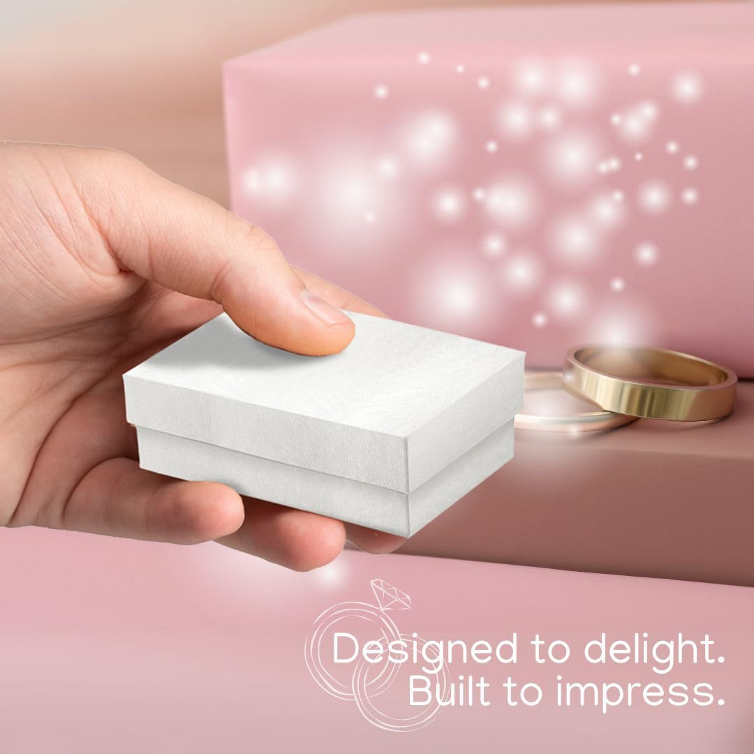 Jewelry Gift Boxes 6 Pack 3.1x2.25x1 inch Cardboard Jewelry Box, Cotton Filled Small Jewelry Gifts Boxes With Lids | For Earring, Bracelet, Necklace, Rings, Gift Boxes For Presents White