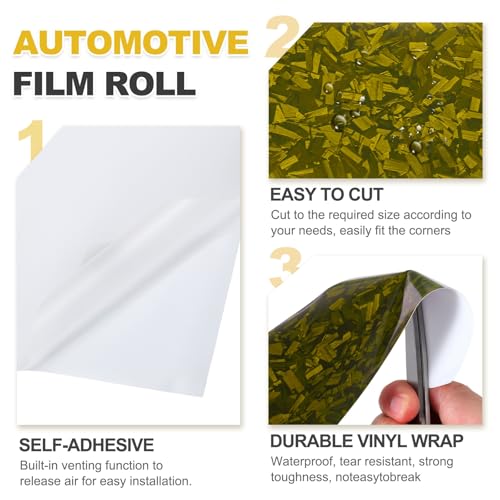 Vinilo de fibra de carbono autoadhesivo e impermeable con raspador para decoración DIY 4