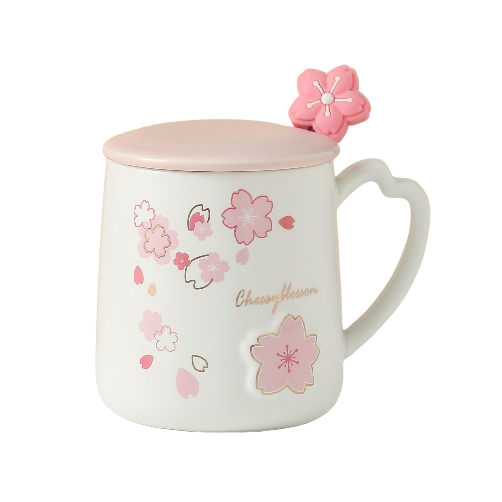 Amazon.co.jp: マグカップ 可愛い 桜 磁器 380ml 大きめ 蓋付き 