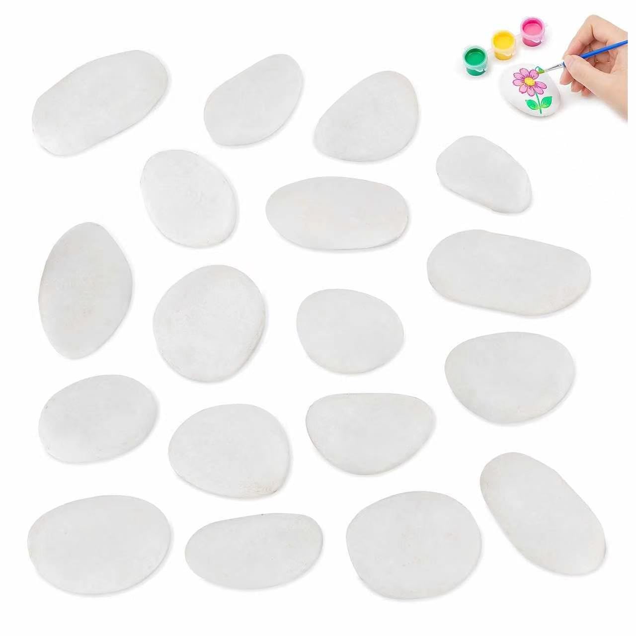 20 Pcs Painting Rocks, 5-8cm White Painting Pebbles