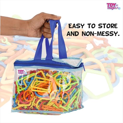 Image of ToyMagic StrawStix Construction Set for Kids - 500 Pieces STEM Building Toys, Flexible Colorful Straws & Connectors for Creative Play, Towers, Shapes, Structures - Non-Toxic Safe for Ages 3+