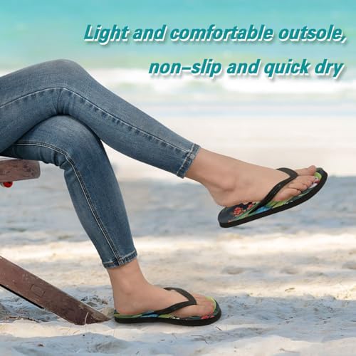 Colorful Green Parrot Bird Flowers Flip Flop Beach Summer Casual Sandal for Women & Men Shower Shoes 208586493