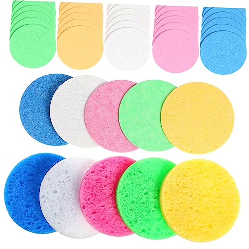 PACKOVE 50Piezas Esponjas Faciales De Limpieza Natural Hojaldres De Maquillaje Facial y Limpieza Efectivas Para Retirar Maquillaje y Limpieza Diaria