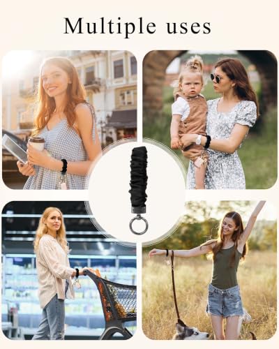 Image of WEESMILE Scrunchie Keychain Wristlet for Car Key Chain with D Key Ring