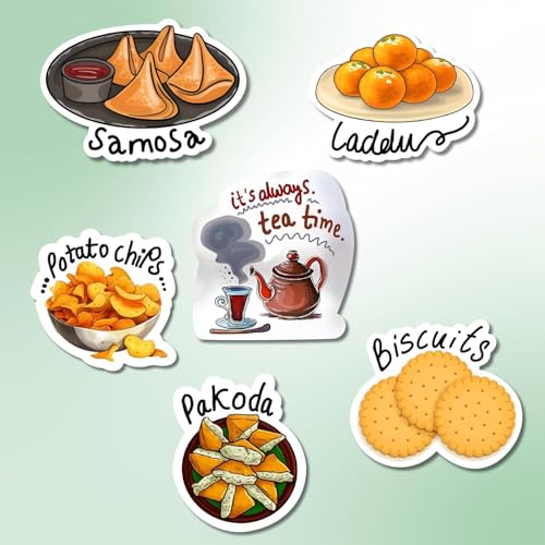 Image of Capio Art MDF Wooden Indian Food Theme Designer Fridge Magnets | Trendy Aesthetic Multipurpose Door & Office Magnets | Stylish Kitchen Decor Accessories | Multicolor | Pack of 6