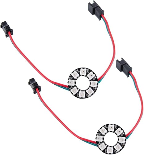 2 unids 8 bits WS2812 5050 RGB LED anillo lámpara luz etapa luz con controlador de anillo RGB integrado a todo color para Arduino Raspberry Pi ESP32