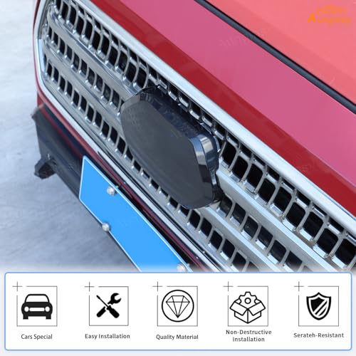 Image of Aunginsy Front Emblem Trim Cover Compatible with Toyota Tacoma 2016-2023, Front Hood Center Grille Emblem Badge Logo Cover Circle Ring Decorator Overlay ABS Accessories, Not Fit with Sensors Version