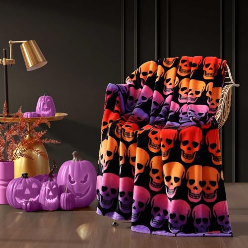 Image of Betsey Johnson - Blanket, Buttery-Soft Throw Blanket for Couch or Bed, Boldly Plush & Oversized Bedding (Skull Ombre Black, 50 inch x 70 inch)