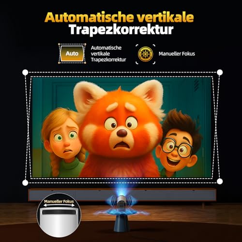 Mini Beamer Unterstützung Android 11, Smart Beamer 4K Heimkino 1080P 5W Lautsprecher, Mini Projektor Tragbarer WiFi6 BT5.4, Projektor Klein Auto Keystone 270° Dreh Kompatibel mit HDMI/TV Stick/Laptop – Bild 5