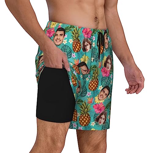 Custom Hawaiian Couples Matching Men Swim Trunk | Women Beach Sarong, Personalized with Face Funny Summer Gifts3