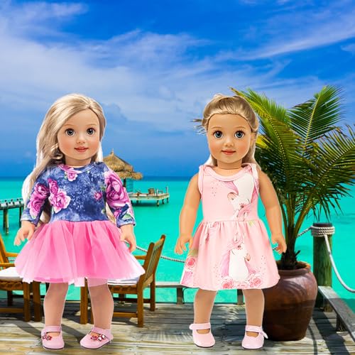 ebuddy 10 Set 18 Inch Doll Clothes and Accessories-Fashion Doll Clothes Fit for 18 inch Girl Doll,Most 18 Inch Dolls(No Doll)