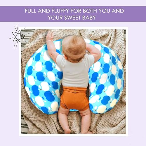 Image of VParents Multipurpose Baby Feeding Nursing Cum Maternity Pillow for New Born Cotton, Recommended for Maternity, Nursing, Medical Cheeky Cheeky (Blue) 110501