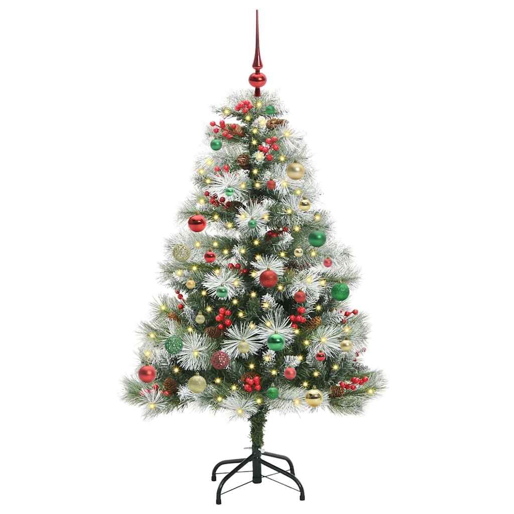 Sztuczna choinka zielono-biała ze światłami LED, 150 cm, PCW