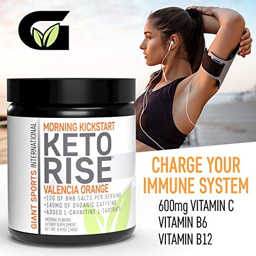 Keto Rise - Exogenous Ketones Powder with Caffeine – BHB Salt Morning Energy Formula Designed to Boost Ketone Levels, Increase Performance and Support Your Ketogenic Diet, 15 Servings - Valencia OJ - Thumbnail 5