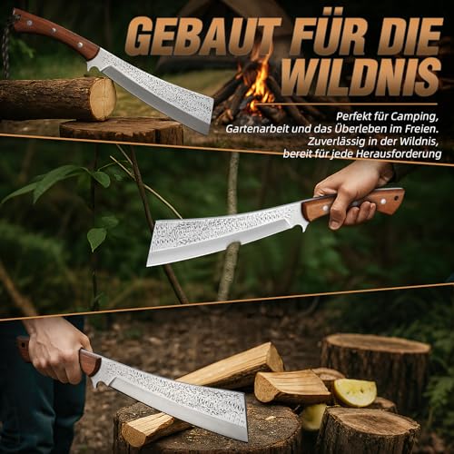 Purple Dragon Große Outdoor Machete - Full Tang mit Holzgriff & Holzscheide – Ansicht 5