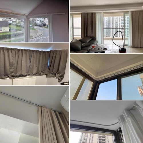Sistema di binari da soffitto a doppia fila in alluminio resistente, montaggio a soffitto per pannelli oscuranti, guida divisoria da 5 m, ideale per curts e separazione di stanze con finitura