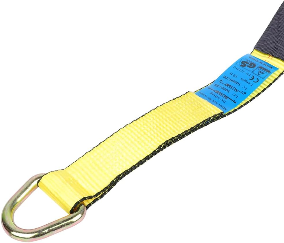 SCITOO (Pack of 4) 2" X 12' Lasso Tow Strap with D Ring Auto Hauler Tie Down Lasso Strap Car Hauler Tow Dolly Tire Wheel Tie Down Straps