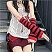 Alianm Long Fingerless Gloves 4Pairs Y2K Fashion Women Girls Striped Elbow Gloves Solid Goth Punk Knitted Arm Warmers(Red)