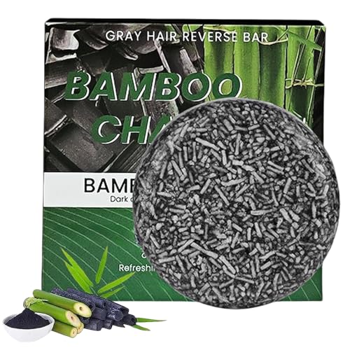 Bamboo Charcoal Shampoo Bar for Grey Reduction - Handcrafted Soap for Men & Women - Nourishing & Strengthening - Suitable for All Hair Types - 60g