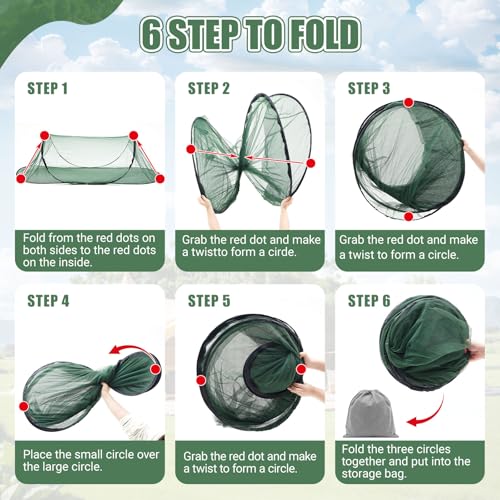 Image of 2 Pcs Large Pop up Mosquito Tent Portable Foldable Mosquito Bug Net for Bed Camping Travel Patio Outdoor 78 * 31 * 22 Inch Bug Netting Mesh Tent Canopy for Adults Bedroom, Green