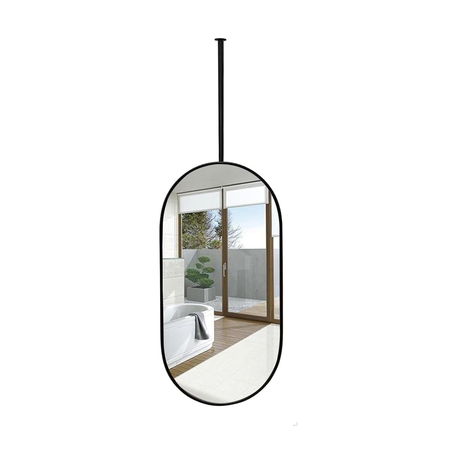 CGCSYZ Floating Bathroom Decorative Mirror Ceiling Hanging Mirror With Ceiling Mounted Hanging Rod And Metal Frame For Entrance Bedroom Living Room (50cmx70cm)