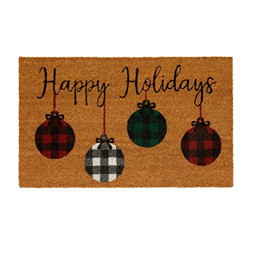 Elrene Home Fashions Farmhouse Living Coir Outdoor Doormat, Natural Entry Mat, Front Door Decor, 18" x 30", Rustic Ornament