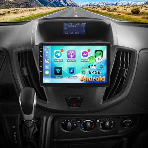 4G+64G Radio for Ford Transit 150 250 350 2015 2016 2017 2018 2019 - Android Touch Screen Car Stereo with Carplay/Android Auto/SWC/Bluetooth 5.0/WiFi/32 EQ Audio