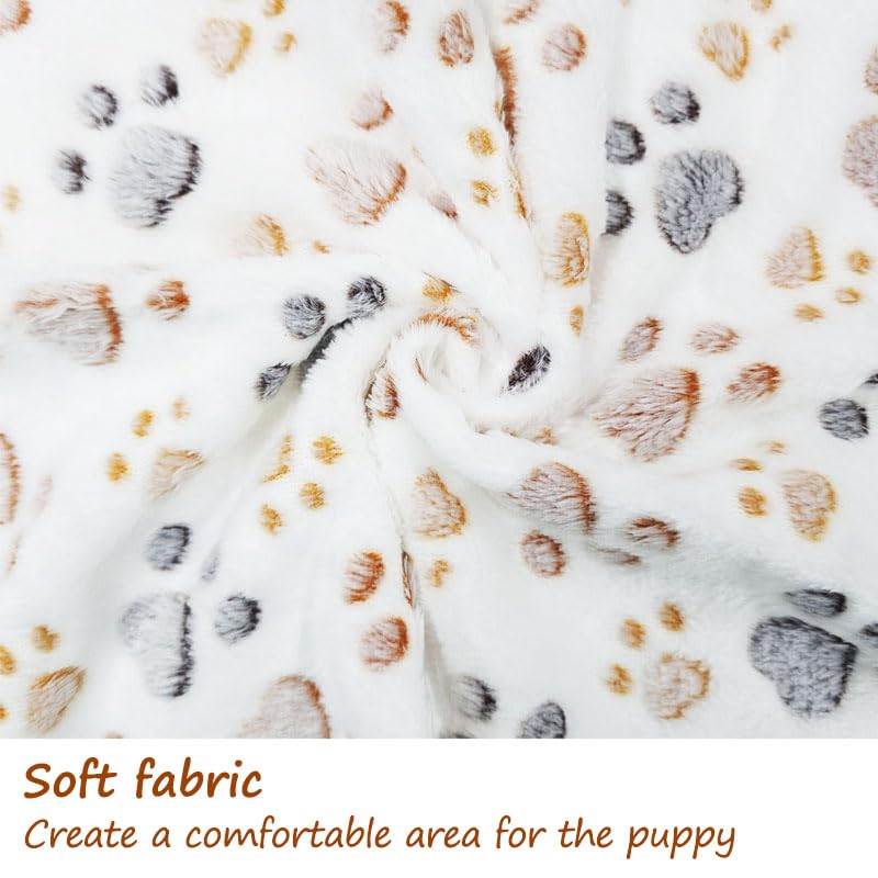 Image of 1 Pack 3 Blankets Fluffy Premium Fleece Soft Pet Blanket Flannel Throw for Cat Dog Puppy (Small 23x16'', Paw-White /Pink /Brown)