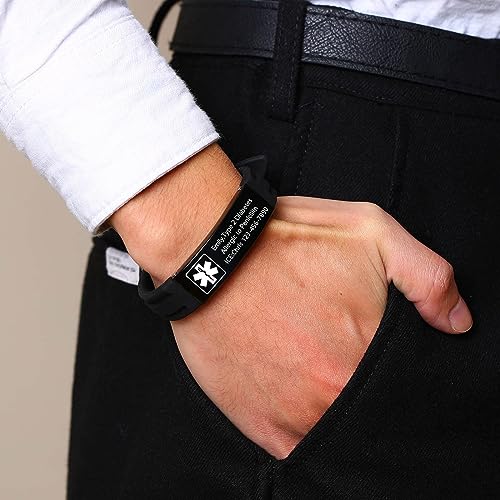 image for VNOX BLOOD THINNER Medical Alert ID Bracelet for Men Women - Silicone 