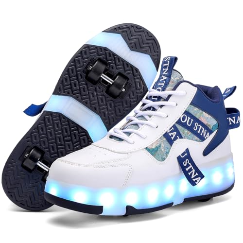 HHSTS Roller Skate Shoes for Kids Upgraded 16 LED Model 4-Detachable Wheeled Light up Boys Girls High Top Fashion Sneakers for Child Christmas Birthday New Year Gifts