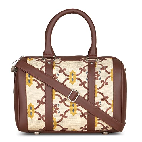 Image of ZOUK Women's Handcrafted Off White Printed Handbag for Office and College