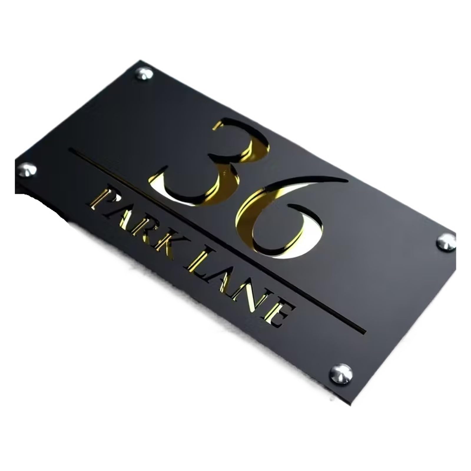 1 Szt. Znak Akrylowy 3D Pływające Drzwi Nordyckie Nowoczesny Dom Adres Ulicy Na Zewnątrz(Black - Gold,22x45cm(8.7x17.7in))