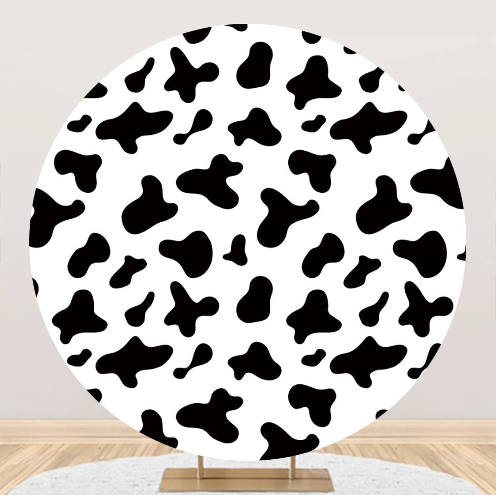 Buy Renaiss 7x7ft Cow Print Round Backdrop Covers Cow Spots Black and