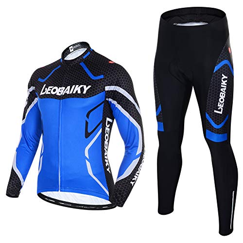 RMane Herren Radsport-Anzüge Fleece Fahrradbekleidung Set Radtrikot Langarm Radjacke + Radhose 3D Gepolsterte S - 2XL - Image 3