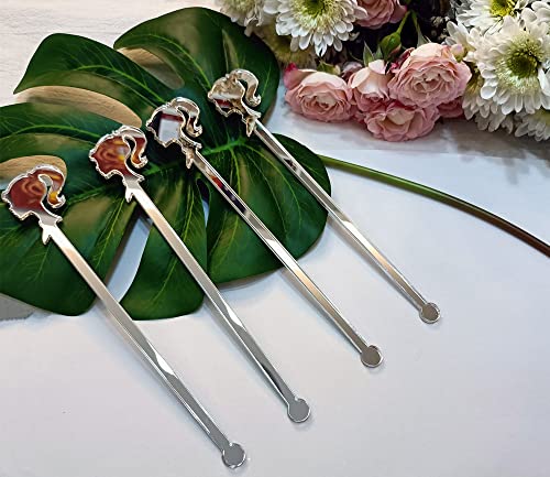 Set of 20 Acrylic Drink Stirrer,Girl Drink Stirrer,Drink Swizzle Stick for Luxury Cocktail,Party&Event Decor (Silver Mirror)