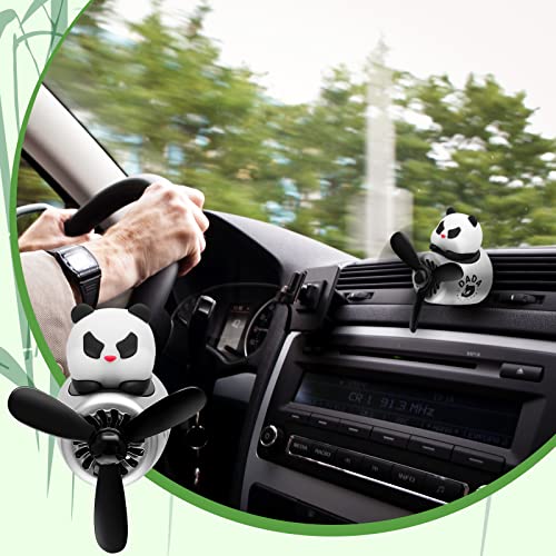 Image of Tallew Car Air Freshener Cute Panda Car Vent Clip Diffuser with Rotating Propeller Outlet Vent 2.5 inch x 2.4 inch x 2.1 inch Easy to Install Included 2 Scents Aroma Tablets Aromatherapy Ornament Auto Accessories