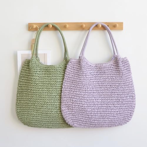 Purple Weave Bag 1 Piece, Summer Straw Woven Bag, Light Beach Tote, Perfect for Picnics Vacation Outings4