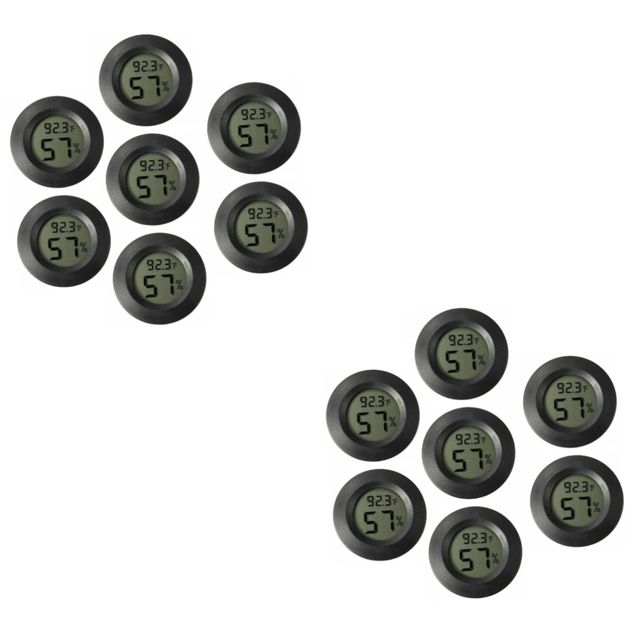 HEMOTON 2 Set Termometro -igrometro Monitor di Temperatura E umidità per Tartarughe Misuratore di umidità Rotonda Rettile Termometri Terrario Mini Nero Plastica 7 Pezzi*2