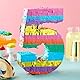 Nummer 5 Pinata Regenbogen Streifen Geburtstag Thema Party Supplies klein 29,5 x 42 x 7,6 cm