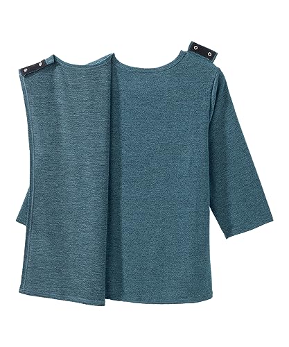 Women’s Open Back Adaptive Diamond Neck Top for Seniors - Super Soft 3/4 Long Sleeve Shirt2