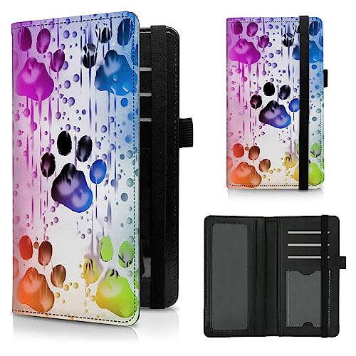 CGFGHHUY Check Book Cover for Personal Checkbook Watercolor Dog Paws Pattern Design PU Leather Checkbook Cover for Men Women with Card Slots & Pen Holder and Elastic Strap for Duplicate Checks