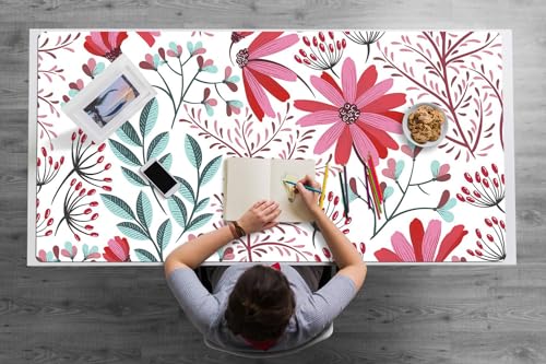 Sous-main de bureau coquelicots roses idéal à la maison pour créer un coin télétravail agréable