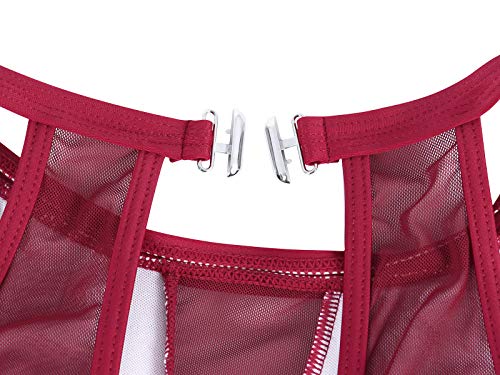 WonderBabe Maiô feminino verão fashion maiô controle do abdômen maiô saia enrugada maiô maiô Vermelh