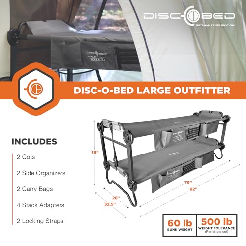 Disc-O-Bed Large Outfitter – Special Edition, with 2 Side Organizers, Grey - Thumbnail 6