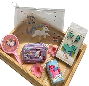 Le Delite Unicorn Cartoon Wired Earphones Gamer Music/ Stereo Earbuds Outdoor Sport Running Headphones Kids|Children Girl Birthday Return Gift case Keychain (Combo 3)