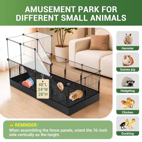 VISCOO Upgraded 28 Panels Guinea Pig Cages, 48" x 24" x 28" DIY Small Animal Playpen with Waterproof Mat, Portable Metal Rabbit Bunny Cage, C&C Cage for Guinea Pigs, Hamsters/Bunny playpen - Image 2
